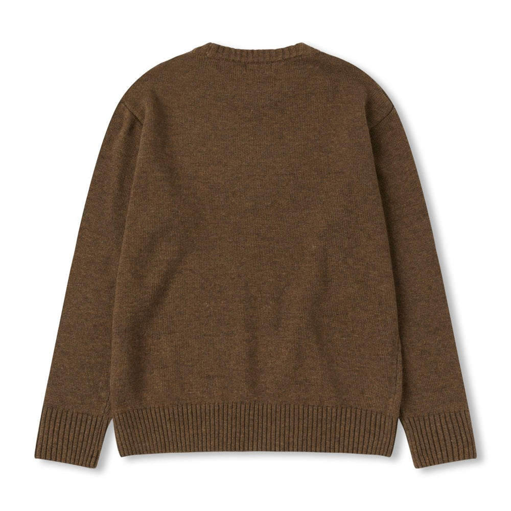 NERDY Bumpy N Lambswool Blended Crewneck Sweater Brown