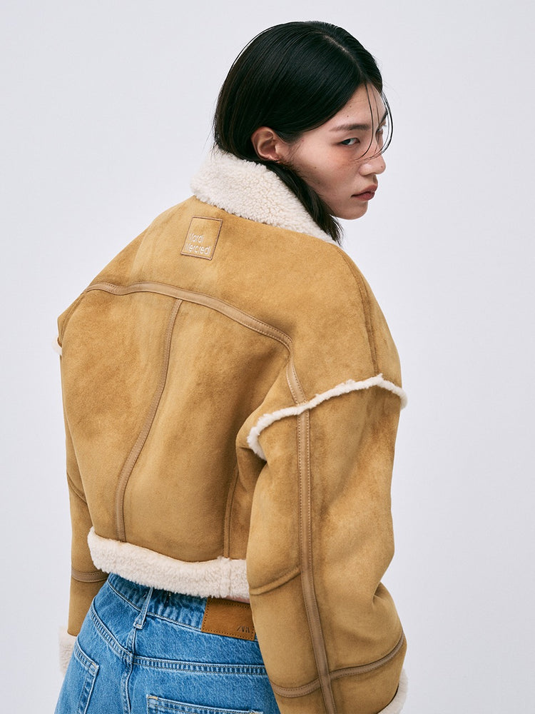 MARDI SHEARLING CROPPED MUSTANG JACKET_CAMEL