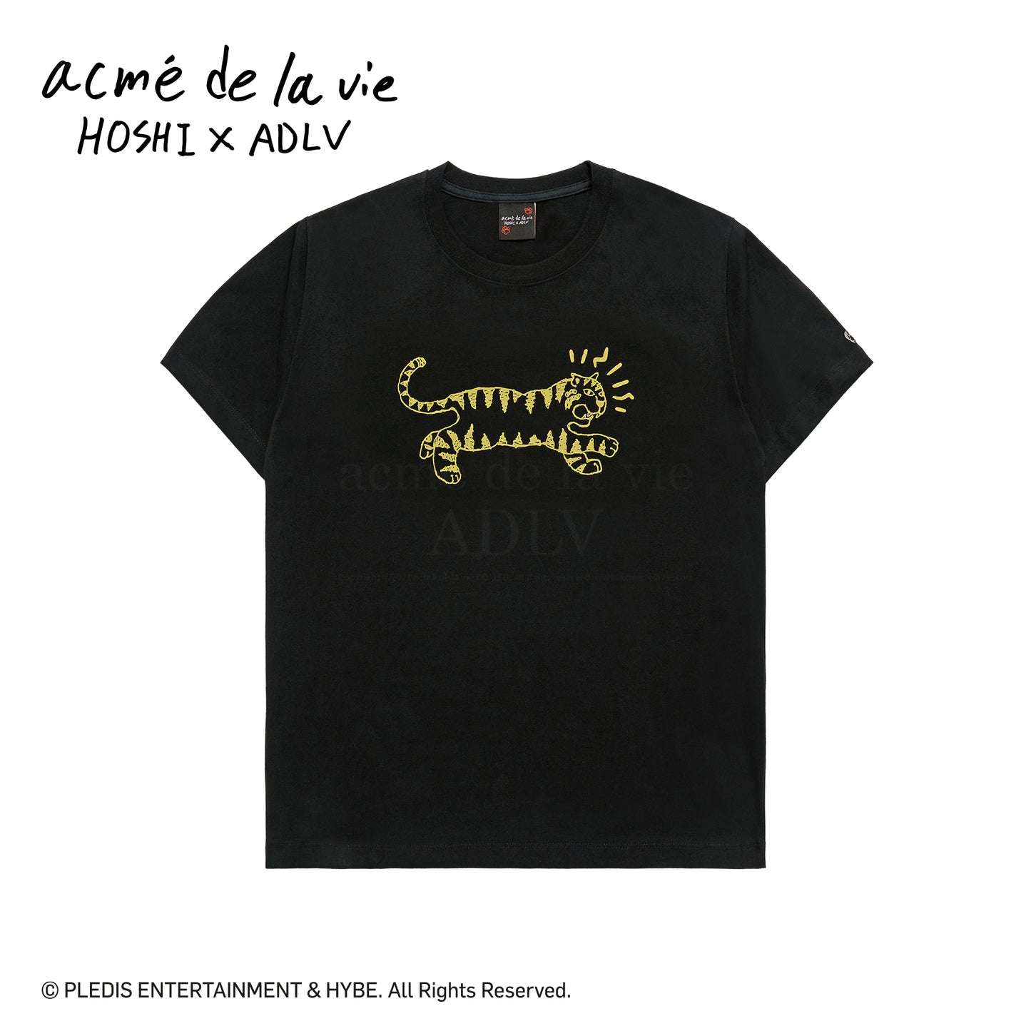 HOSHI X ADLV TIGER SKETCH SHORT SLEEVE T-SHIRT BLACK