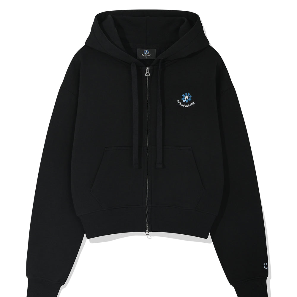 Flory Wappen Crop Hoodie Black