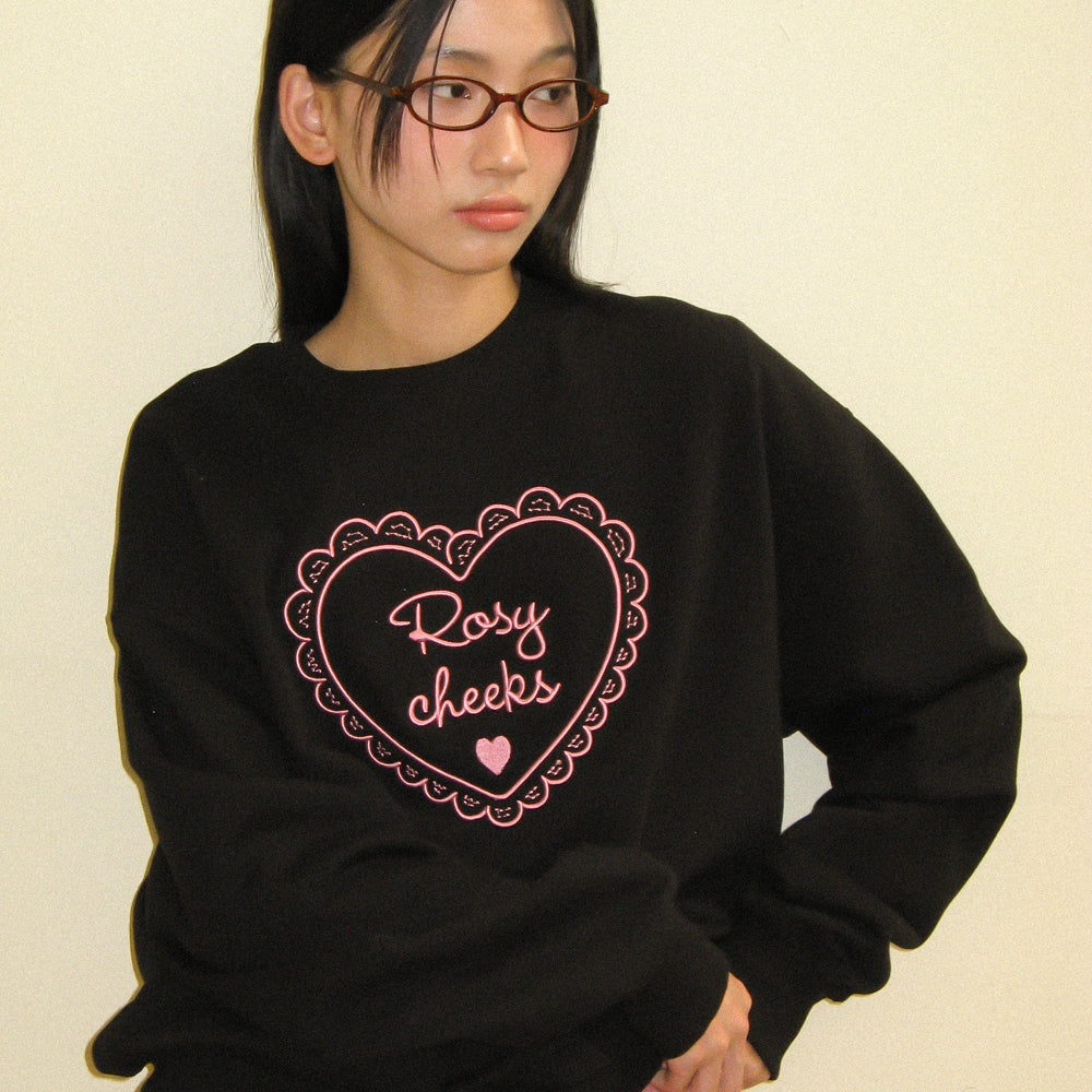 
                  
                    RONRON ROSY CHEEKS HEART EMBROIDERY SWEATSHIRTS BLACK
                  
                