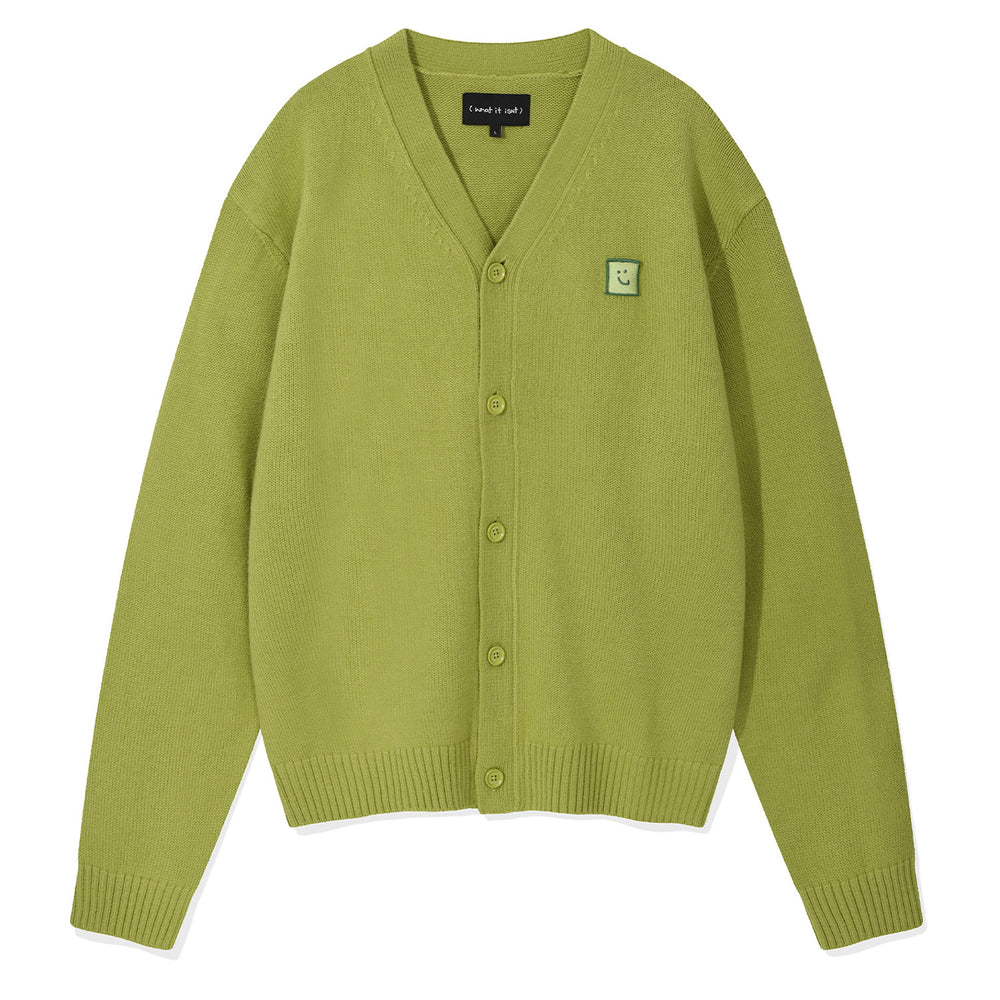 Wool V-neck Cardigan Green