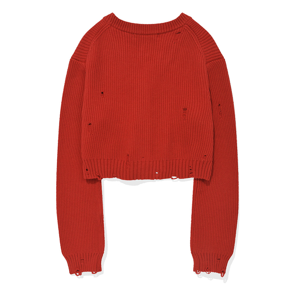 
                  
                    FALLETT Damaged Knit Cardigan Red
                  
                