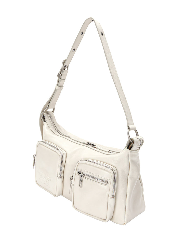 MARGESHERWOOD OUTPOCKET HOBO_cream glossy plain