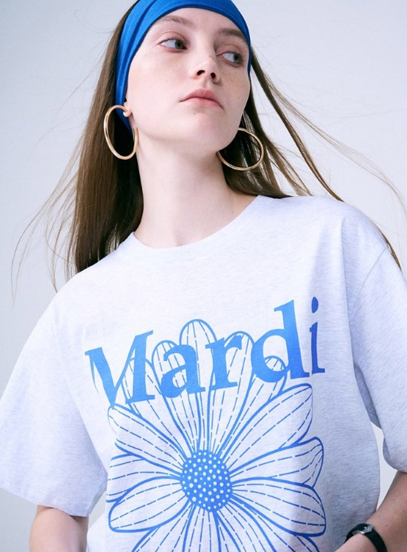 MARDI TSHIRT FLOWERMARDI_HEATHER BLUE