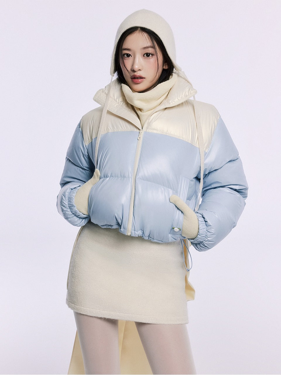 MARDI CROPPED DOWN JACKET COLOR BLOCK_SKY