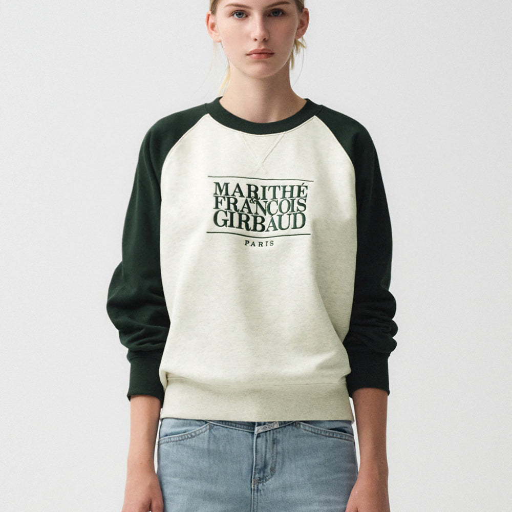 MARITHÉ CLASSIC LOGO COLOR BLOCK RAGLAN SWEATSHIRT OATMEAL