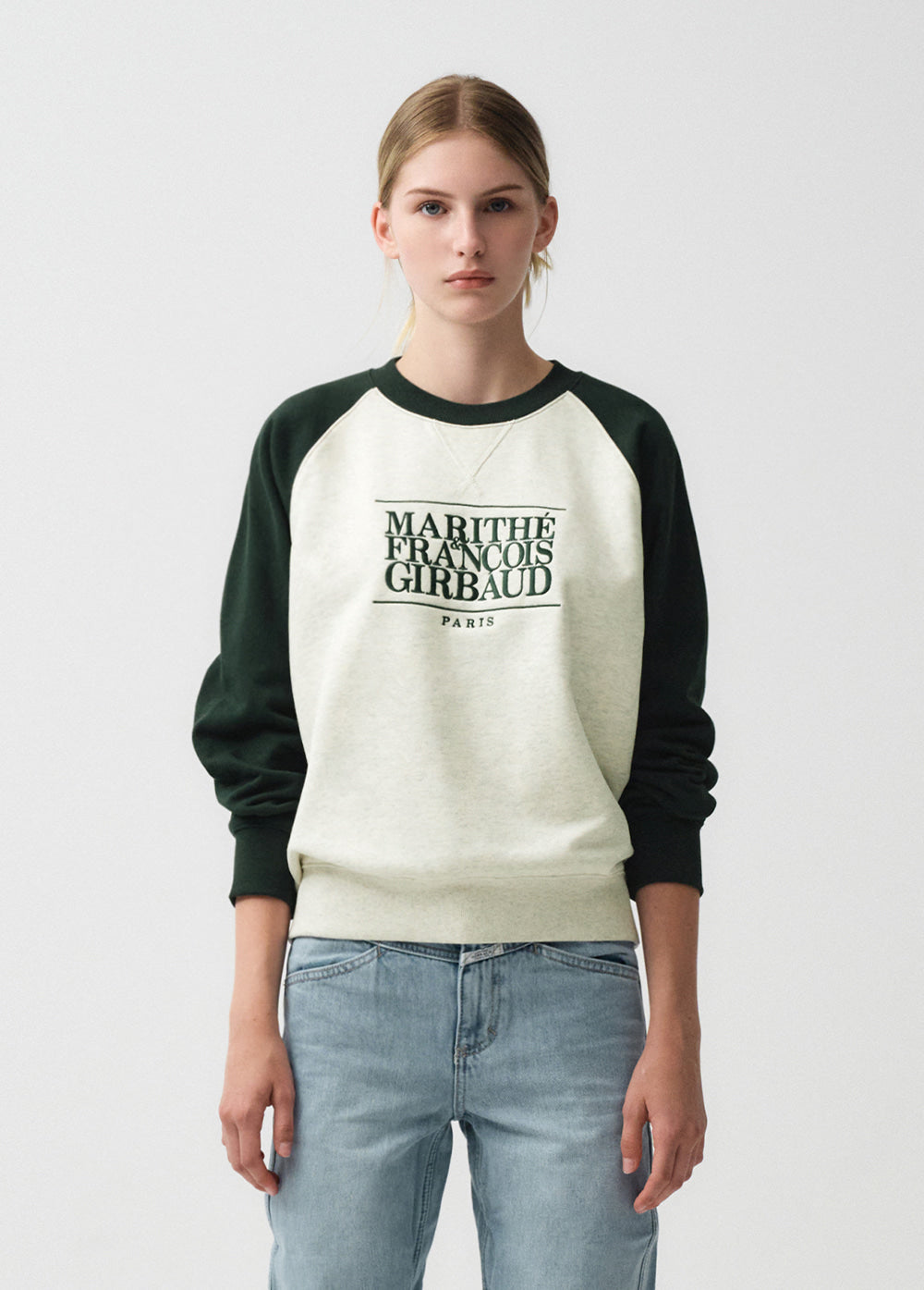 MARITHÉ CLASSIC LOGO COLOR BLOCK RAGLAN SWEATSHIRT OATMEAL