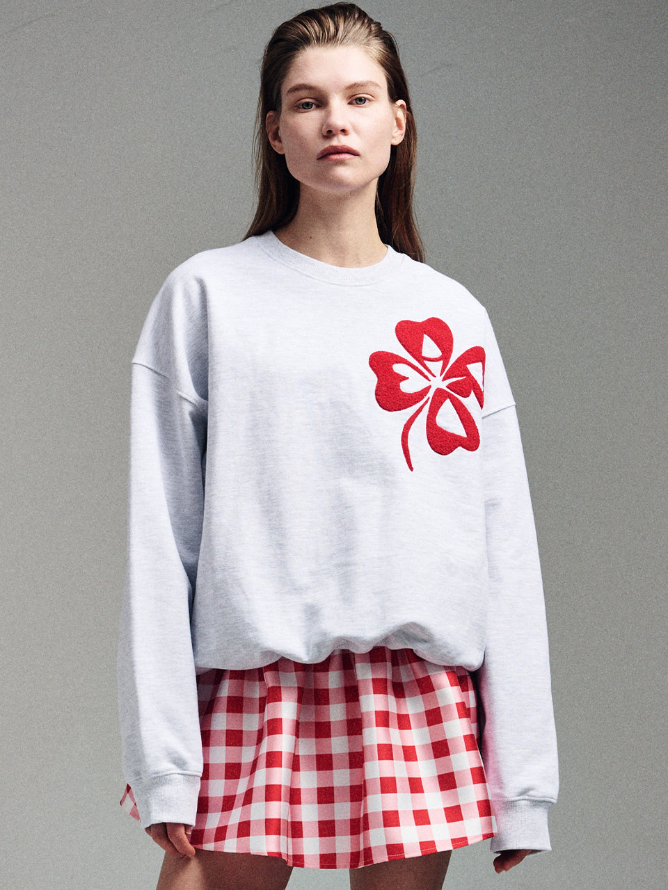 MARDI SWEATSHIRT CLOVERMARDI SATIN_HEATER RED