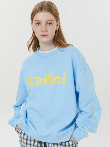 WAIKEI Piping Star Logo Sweatshirts SKYBLUE