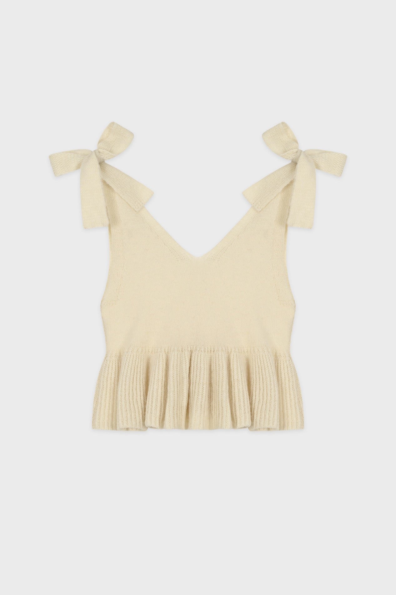 Sinoon Ribbon Tie Frill Sleeveless (Ivory)