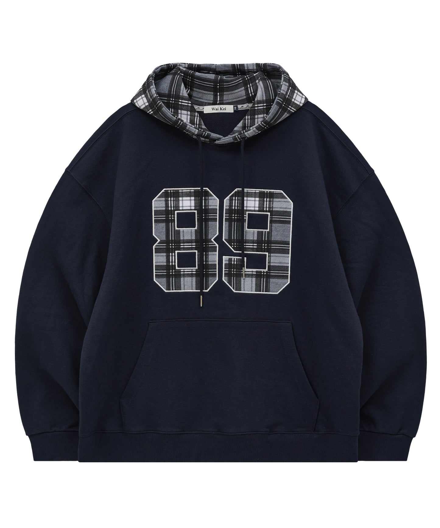 WAIKEI 89 Logo Check Hoodie Navy