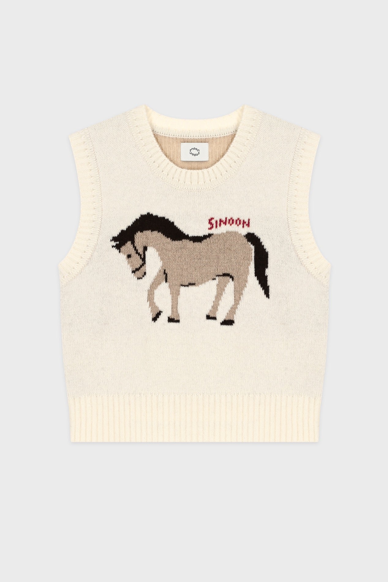 Sinoon Horse Knit Vest (Ivory)