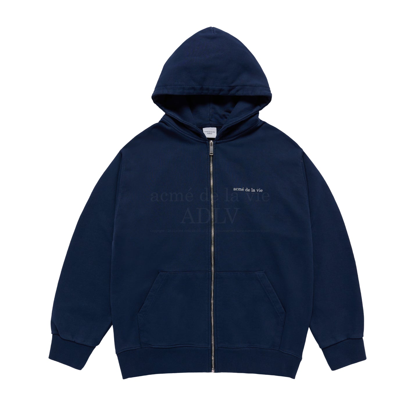 ADLV BASIC BIO WASHING HOODIE ZIP UP NAVY