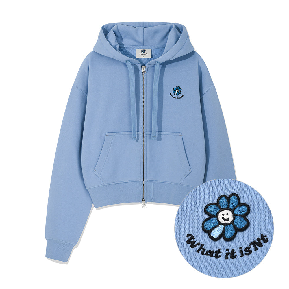 Flory Wappen Crop Hoodie Blue