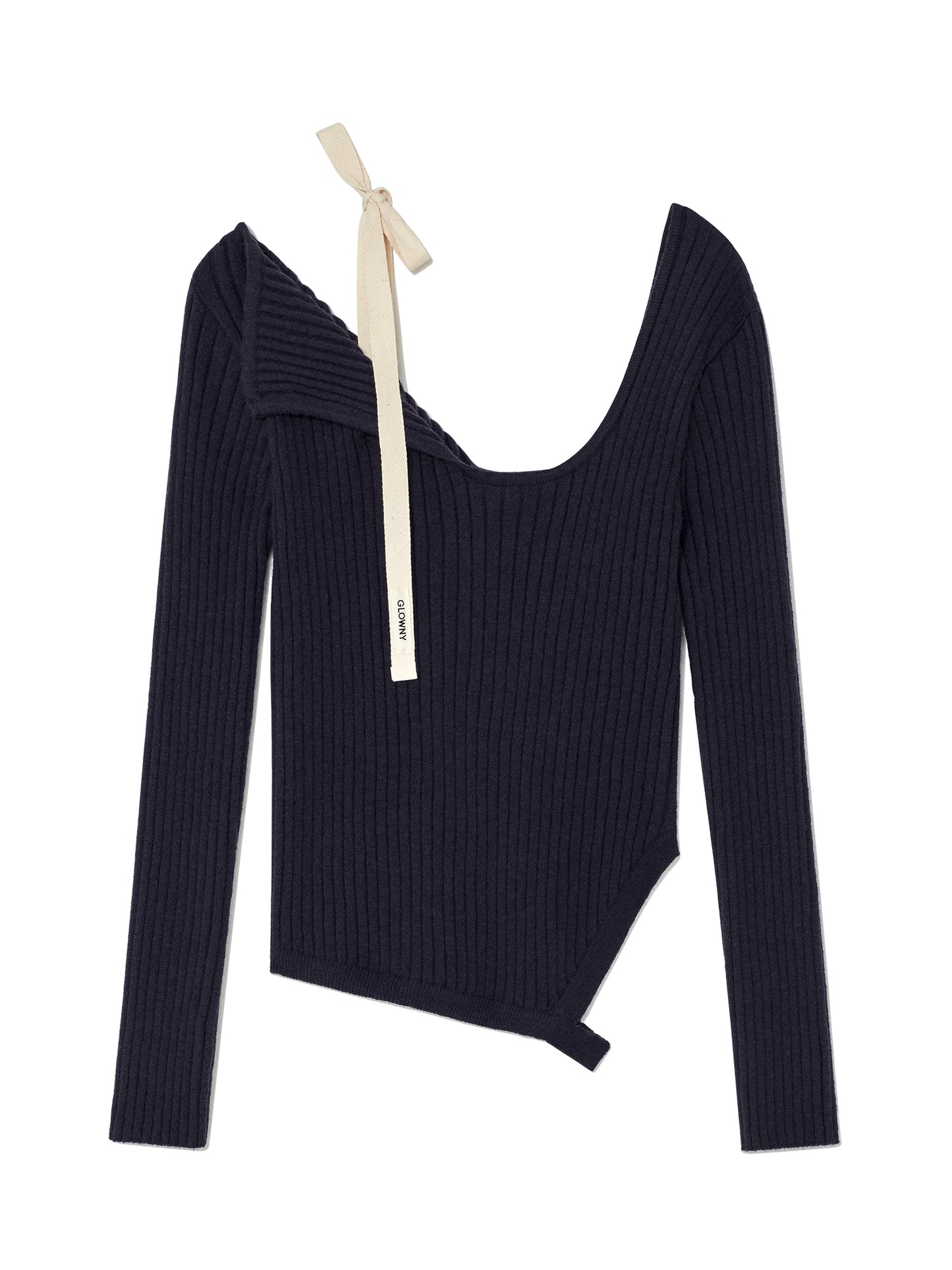 GLOWNY ISA ASYMMETRICAL KNIT TOP (NAVY)