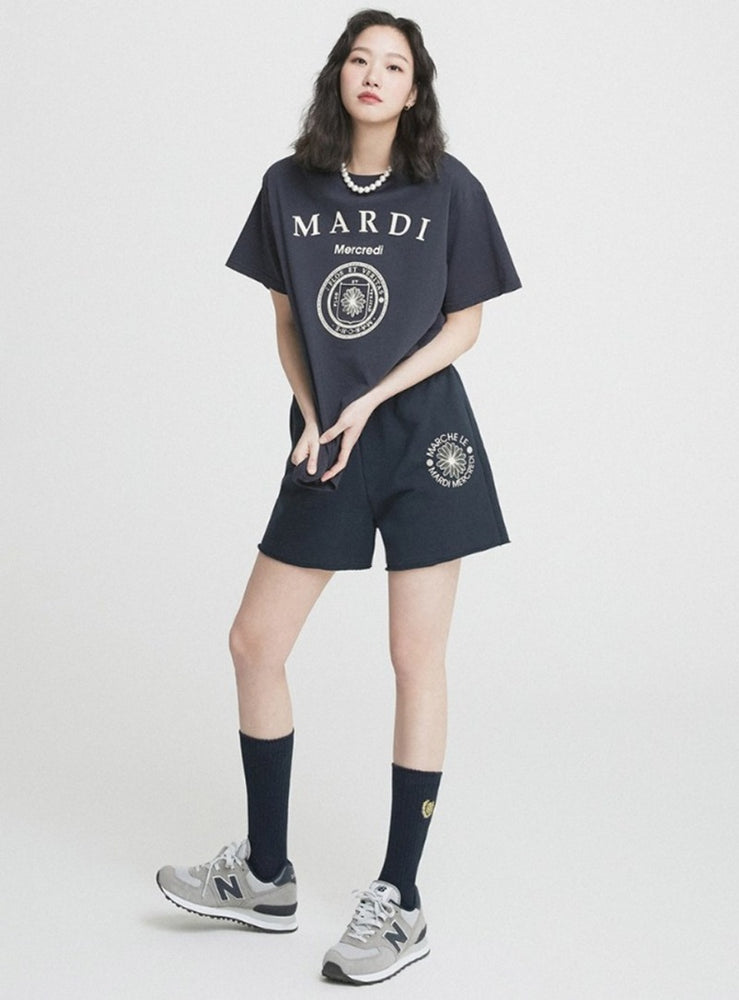 MARDI SWEAT SHORTS MARCHE EMBLEM_NAVY CREAM