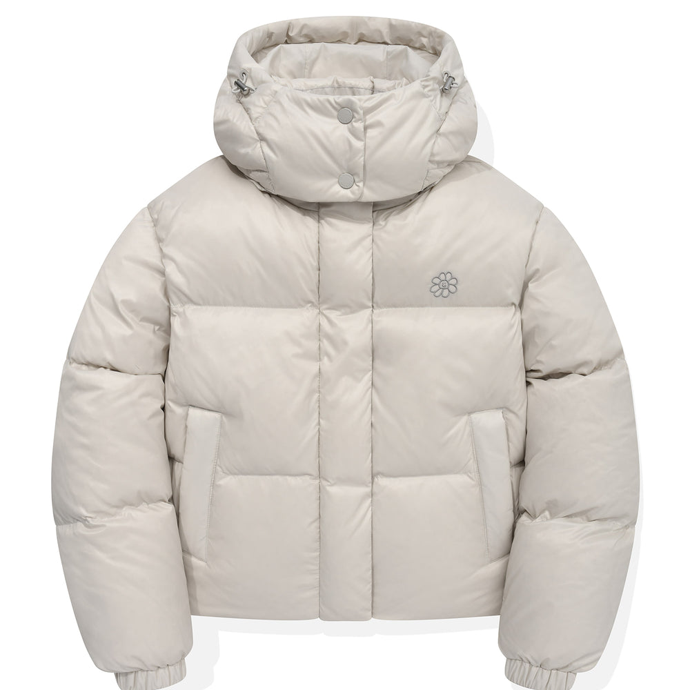 
                  
                    Glossy Short Hooded down Jacket Light Grey
                  
                