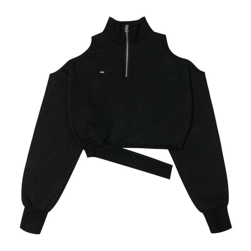 
                  
                    BOHEMSEO CUT-OUT HALF-ZIP SWEATSHIRT, BLACK
                  
                