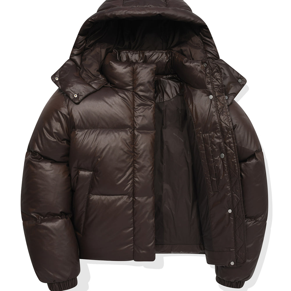 
                  
                    Glossy Short Hooded down Jacket Brown
                  
                